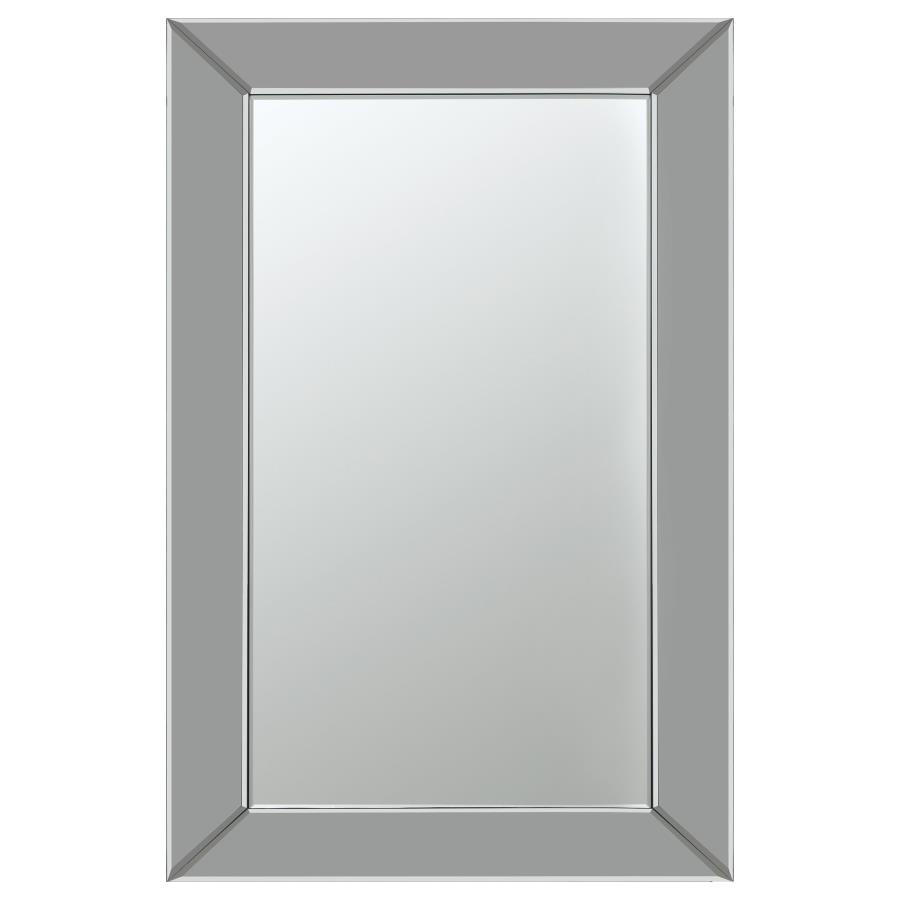 (image for) Pinciotti 36 x 24 Inch Beveled Frame Wall Mirror Silver - Click Image to Close