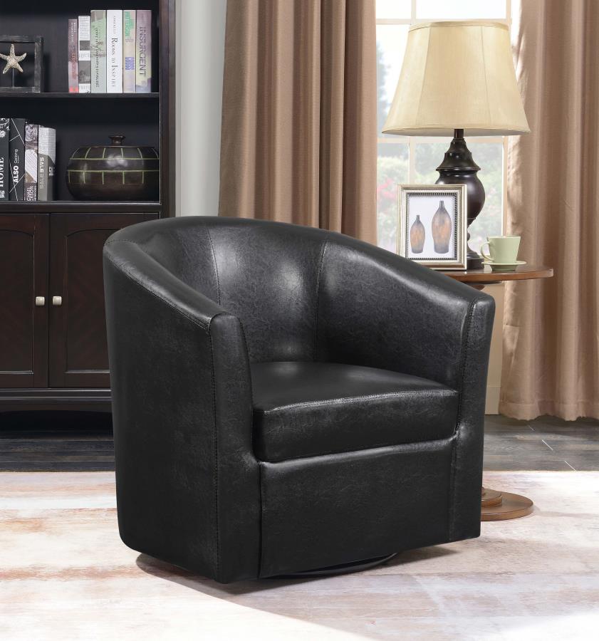 (image for) Turner Upholstered Barrel Back Swivel Chair Dark Brown