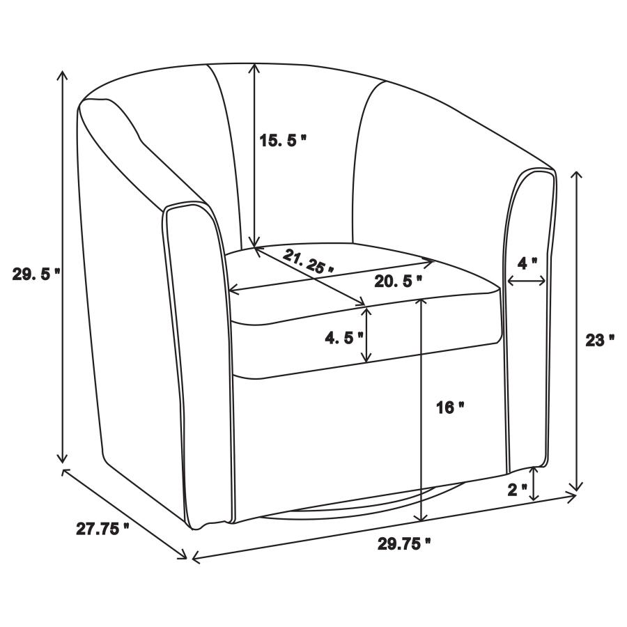 (image for) Turner Upholstered Barrel Back Swivel Chair Dark Brown