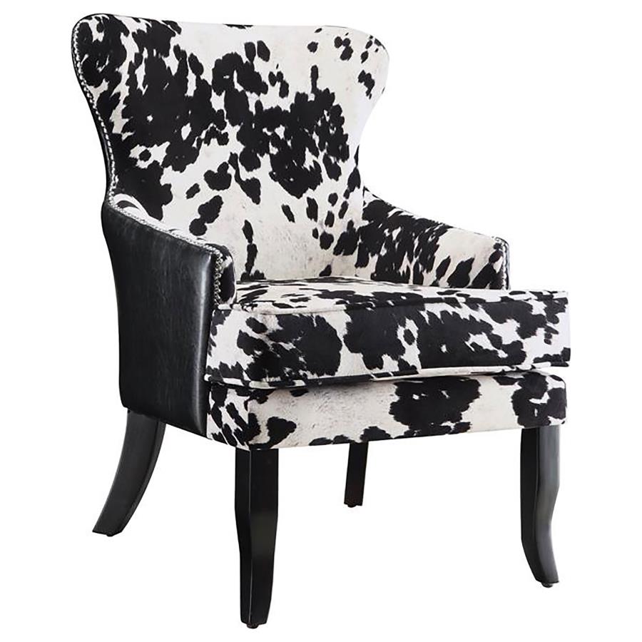 (image for) Trea Cowhide Print Upholstered Accent Chair Black and White