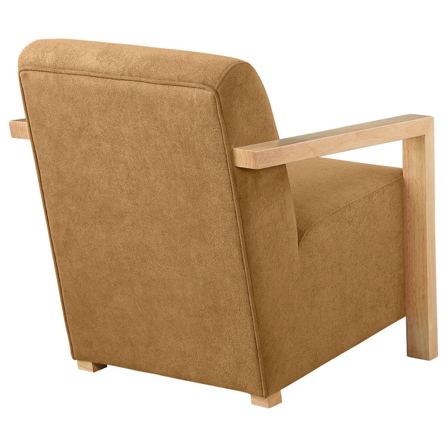 (image for) Diego Upholstered Accent Arm Chair with Wood Arms Honey