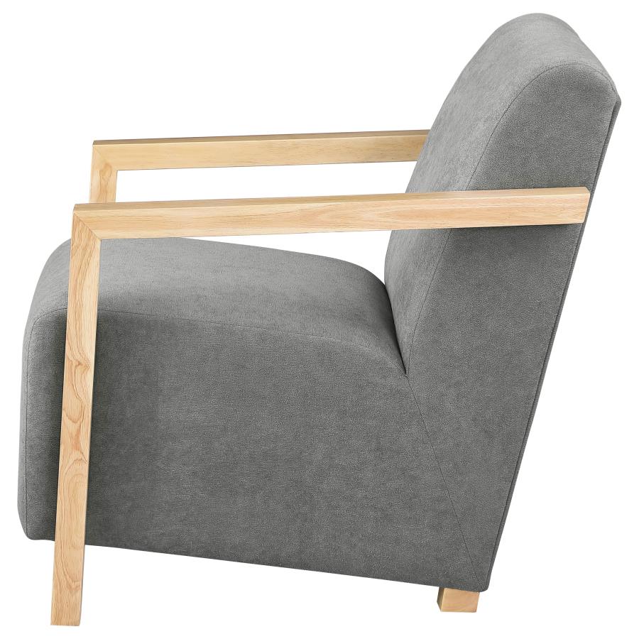 (image for) Diego Upholstered Accent Arm Chair with Wood Arms Grey