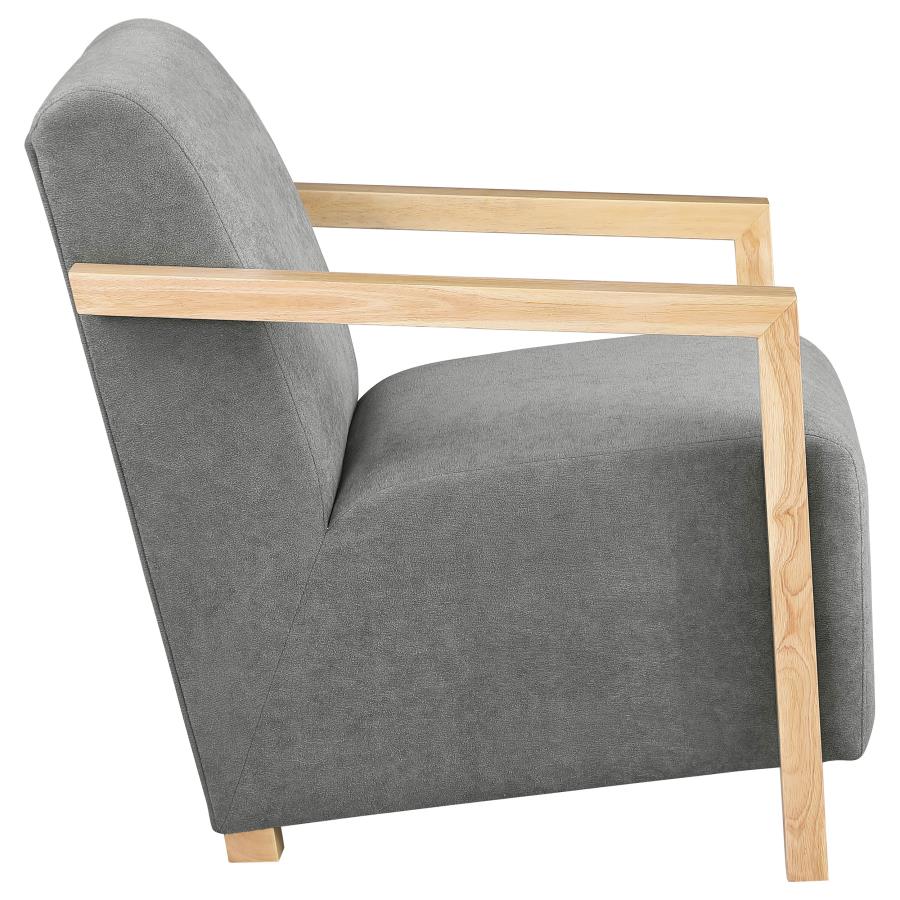 (image for) Diego Upholstered Accent Arm Chair with Wood Arms Grey