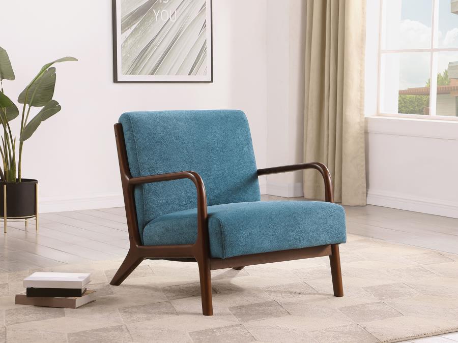 (image for) Foster Upholstered Wood Frame Accent Chair Peacock Blue