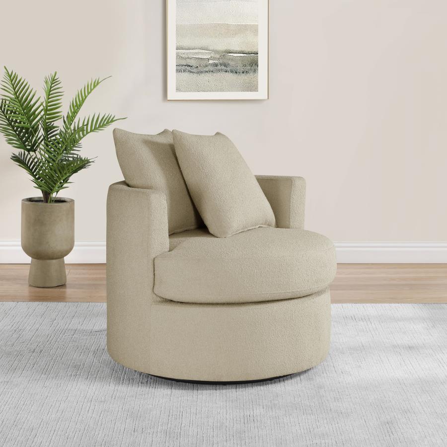 (image for) Debbie Upholstered Swivel Accent Chair Camel