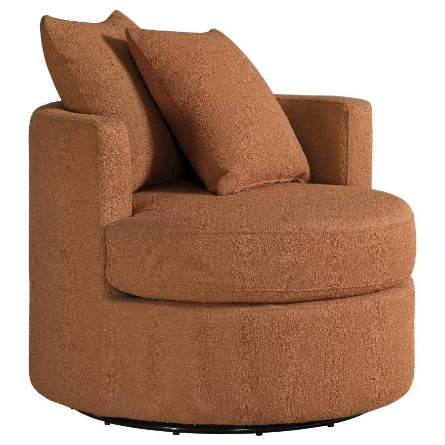 (image for) Debbie Upholstered Swivel Accent Chair Burnt Orange - Click Image to Close