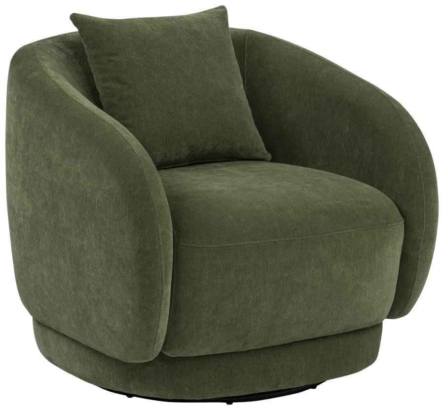 (image for) Arnaud Chenille Upholstered Swivel Accent Chair Green