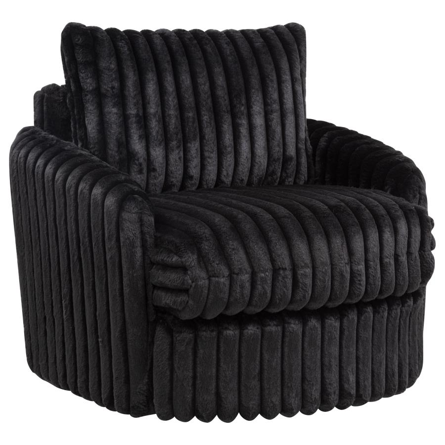 (image for) Sarco Corduroy Upholstered Swivel Accent Arm Chair Black