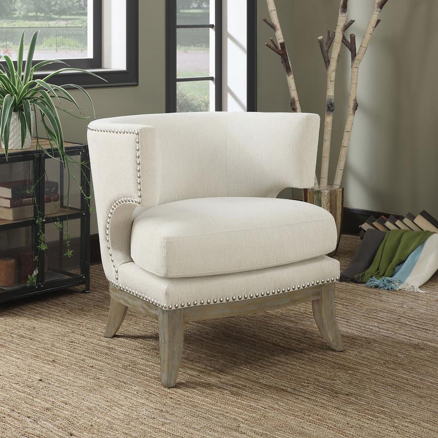 (image for) Jordan Upholstered Barrel Back Accent Chair White