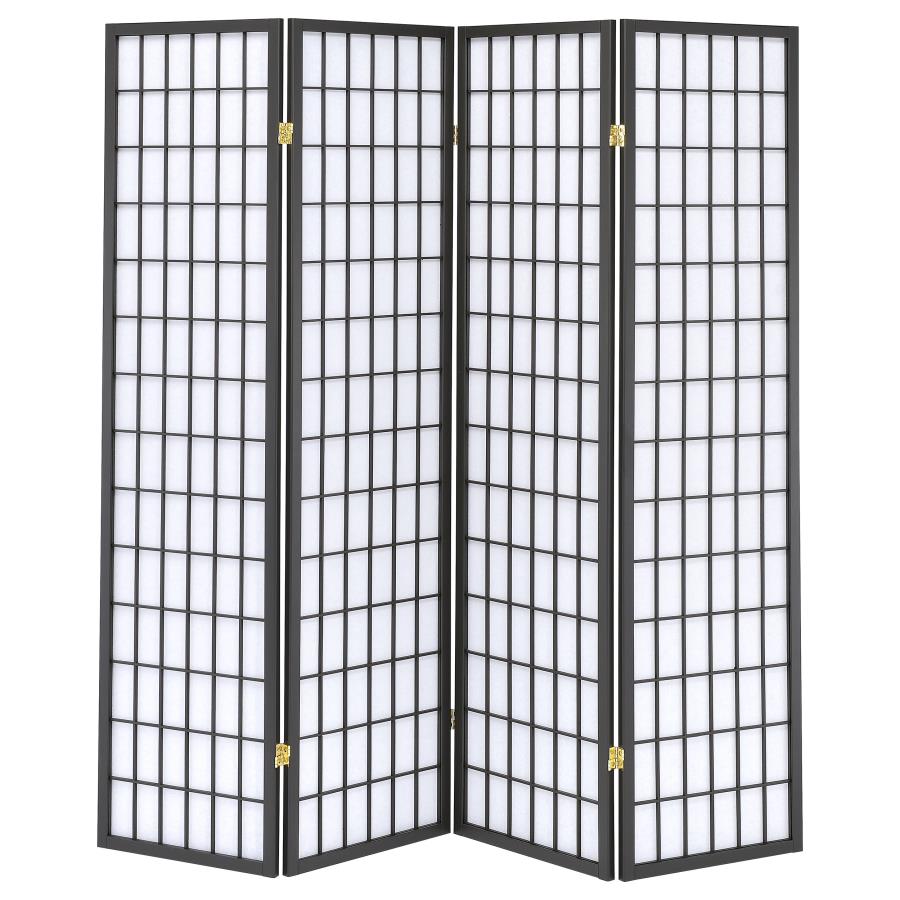 (image for) Roberto 4-Panel Room Divider Folding Shoji Screen Dark Grey