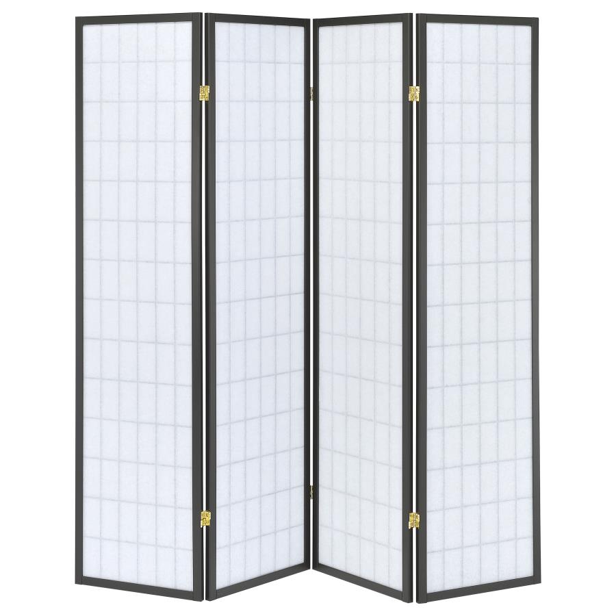 (image for) Roberto 4-Panel Room Divider Folding Shoji Screen Dark Grey