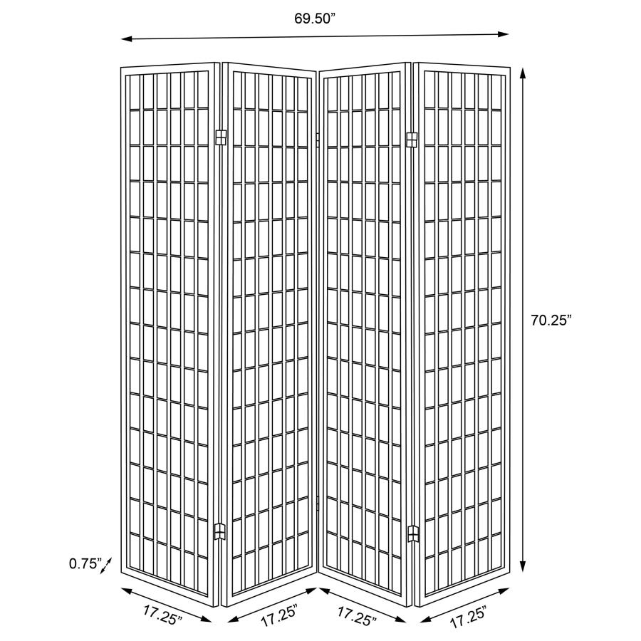 (image for) Roberto 4-Panel Room Divider Folding Shoji Screen Dark Grey