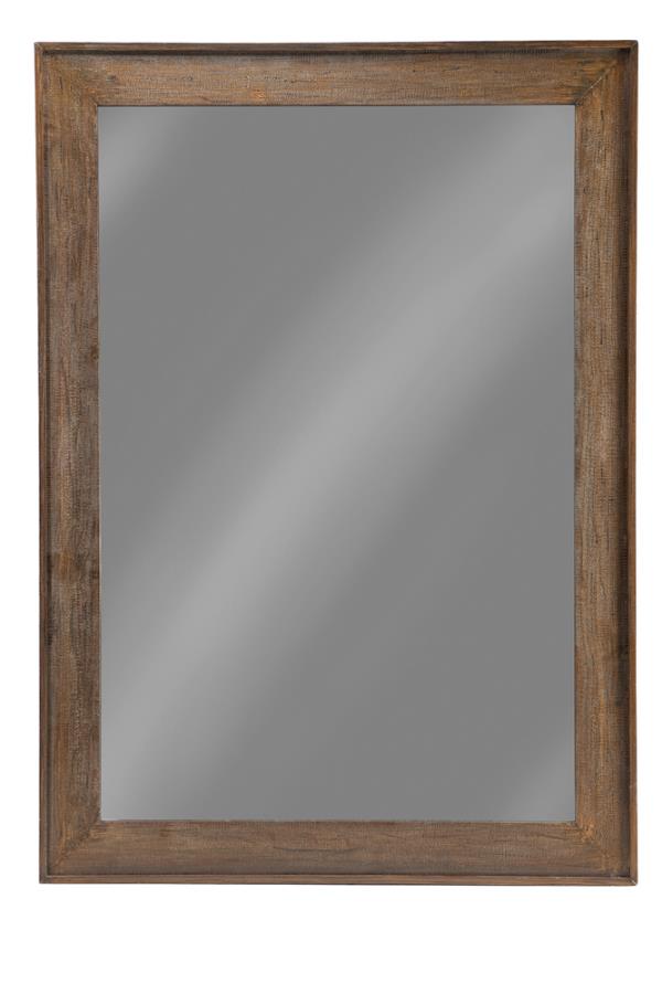 (image for) Odafin 59 x 83 Inch Wood Frame Floor Mirror Distressed Brown - Click Image to Close