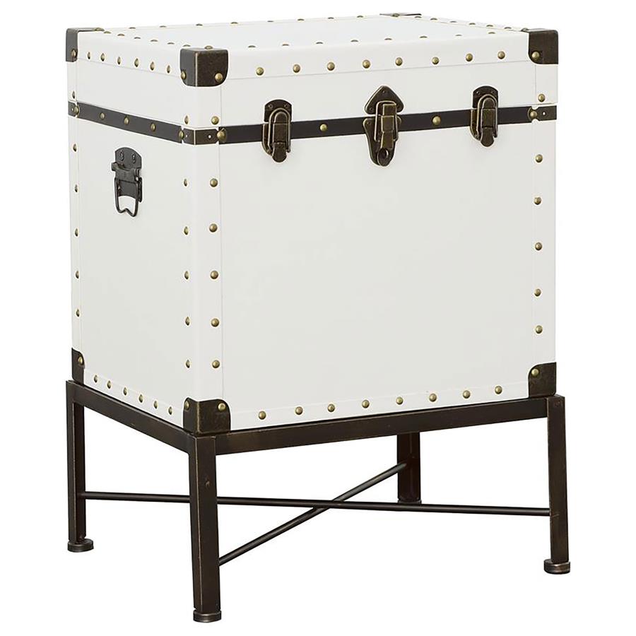 (image for) Nancy Upholstered Vintage Side Table Storage Trunk White