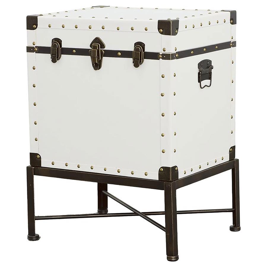 (image for) Nancy Upholstered Vintage Side Table Storage Trunk White