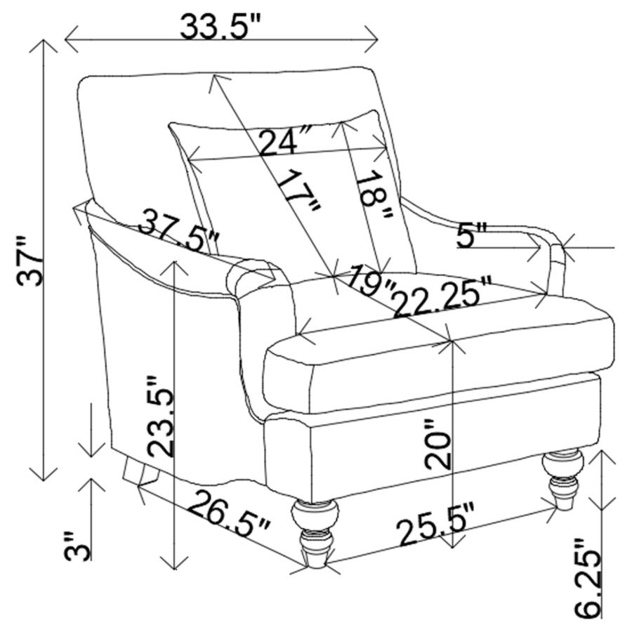 (image for) Frodo Upholstered English Arm Accent Chair Midnight Blue