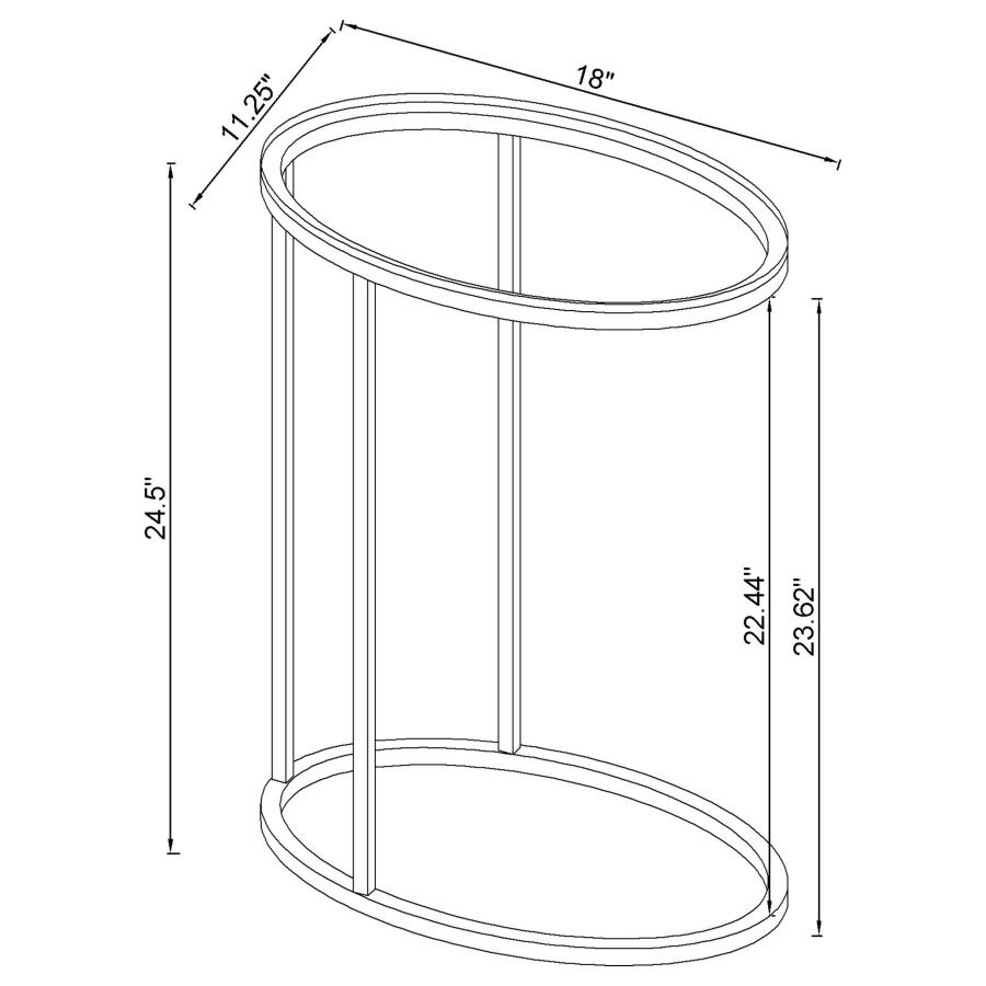 (image for) Kyle Oval Glass Top C-Shaped Sofa Side Table Chrome