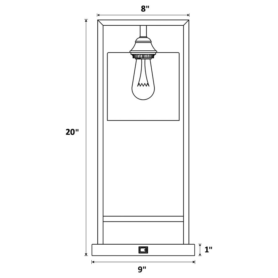 (image for) Shoto 20-inch Glass Shade Metal Bedside Table Lamp Black