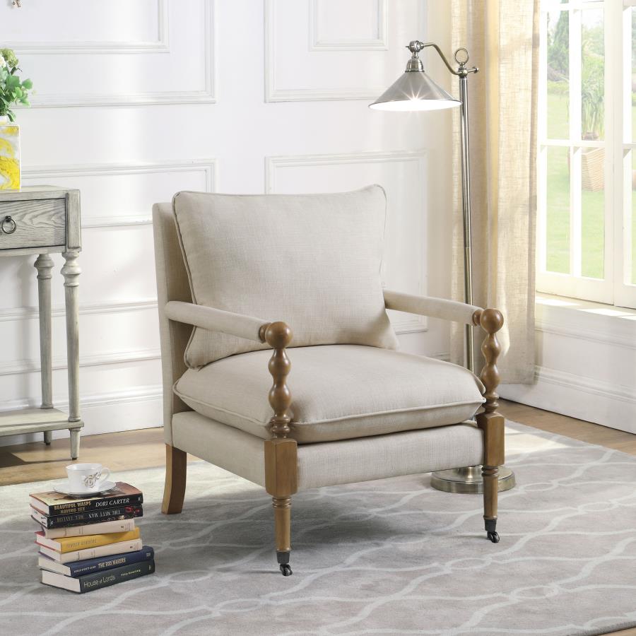 (image for) Dempsy Upholstered Accent Chair with Casters Beige