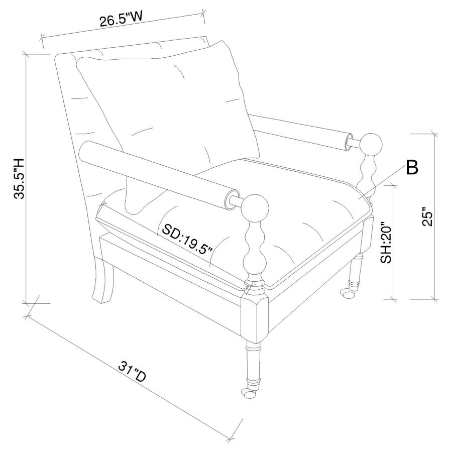 (image for) Dempsy Upholstered Accent Chair with Casters Beige