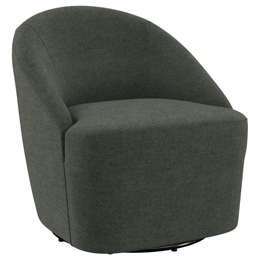 (image for) Leon Upholstered Barrel Accent Swivel Chair Hunter Green