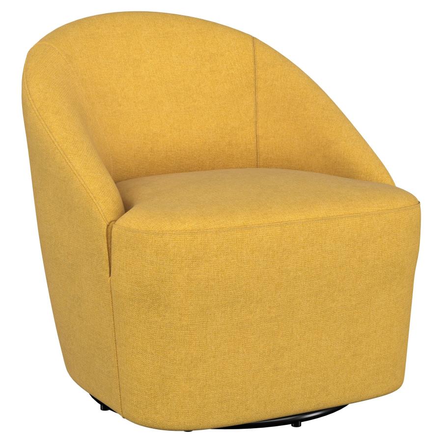 (image for) Leon Upholstered Barrel Accent Swivel Chair Mustard Yellow