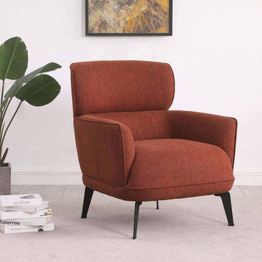 (image for) Andrea Upholstered Crecent Arm Accent Chair Orange