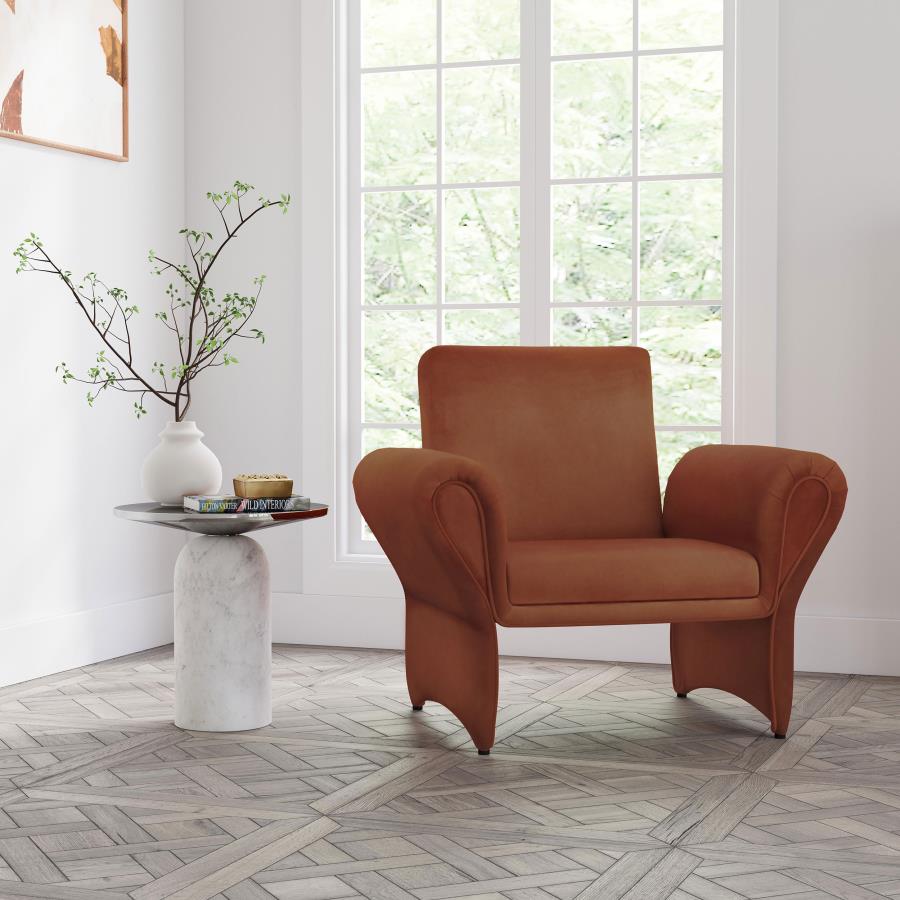 (image for) Liana Upholstered Roll Arm Accent Armchair Rust Orange