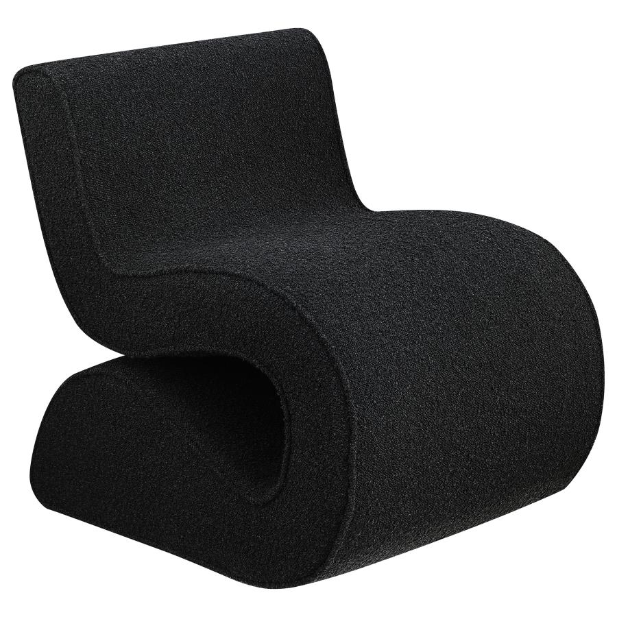 (image for) Ronea Boucle Upholstered Armless Curved Chair Charcoal - Click Image to Close