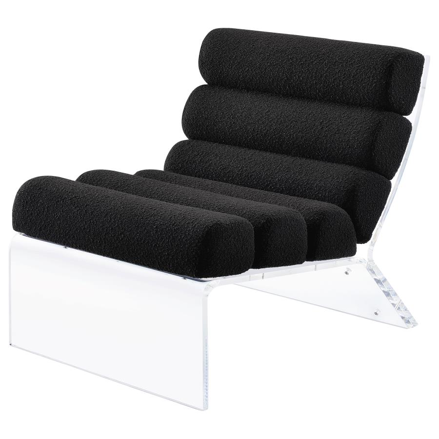 (image for) Serreta Boucle Upholstered Armless Acrylic Chair Black