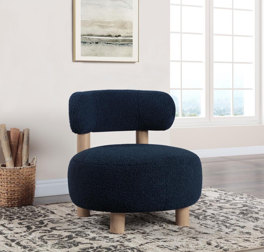 (image for) Zonie Boucle Upholstered Barrel Back Accent Chair Blue