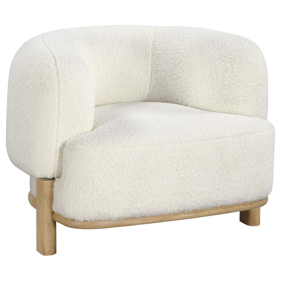 (image for) Lawler Upholstered Barrel Back Accent Chair Ivory - Click Image to Close