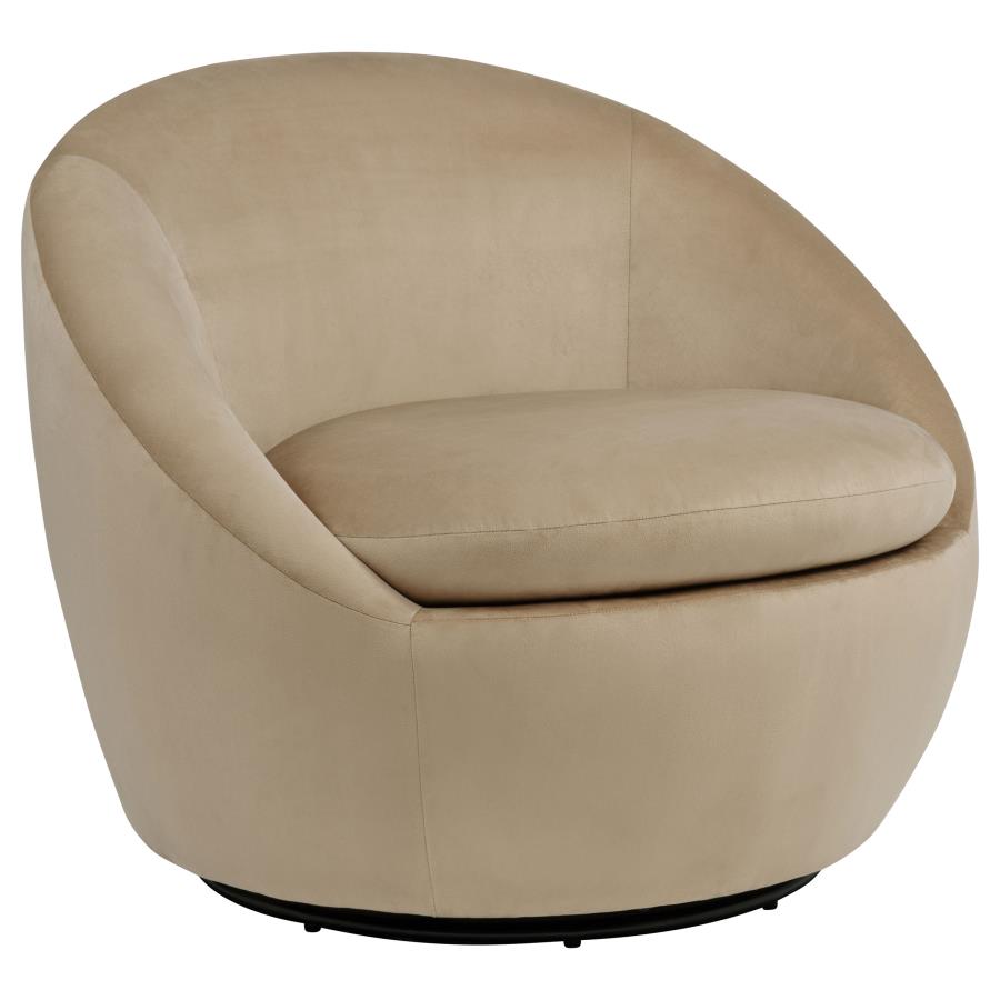 (image for) Myernick Velvet Upholstered Swivel Accent Chair Camel