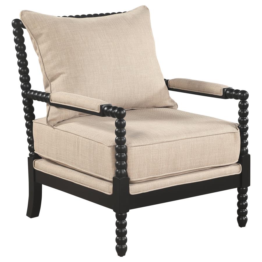 (image for) Blanchett Upholstered Bobbin Accent Chair Beige and Black
