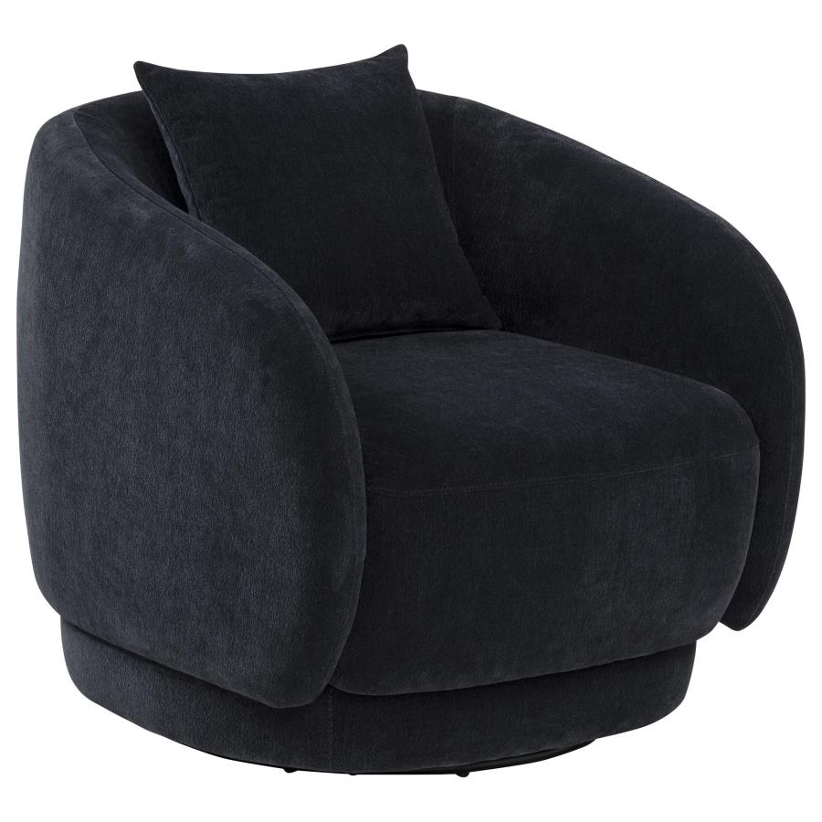 (image for) Arnaud Chenille Upholstered Swivel Accent Chair Navy