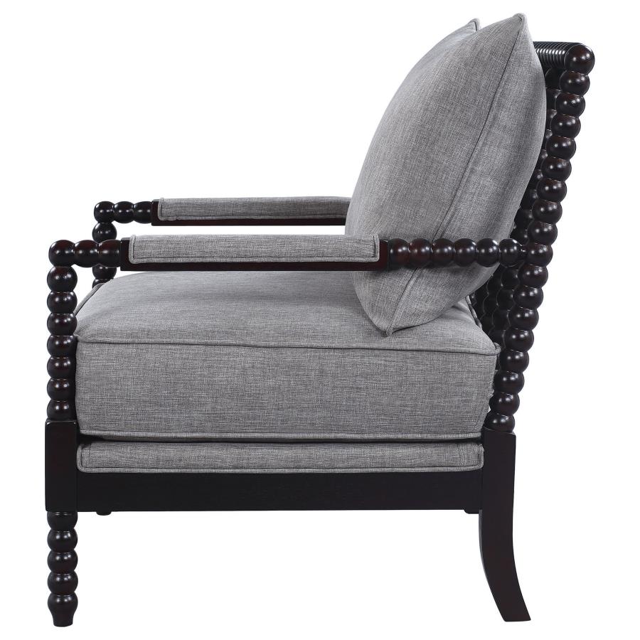 (image for) Blanchett Upholstered Bobbin Accent Chair Grey and Black