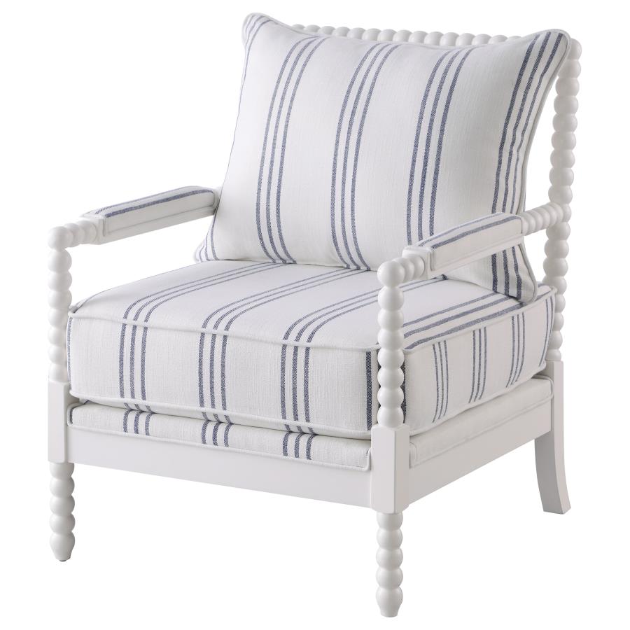 (image for) Blanchett Upholstered Bobbin Accent Chair White and Navy