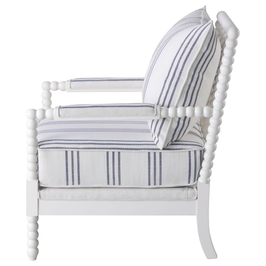 (image for) Blanchett Upholstered Bobbin Accent Chair White and Navy