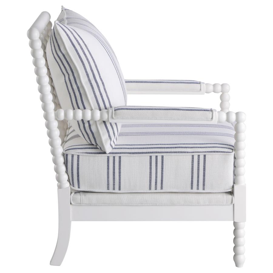 (image for) Blanchett Upholstered Bobbin Accent Chair White and Navy