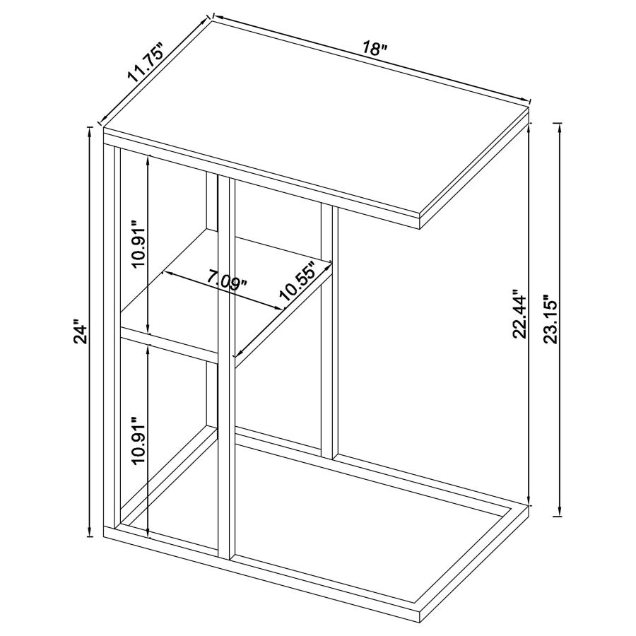 (image for) Daisy Glass Top C-Shaped Sofa Side Table White and Chrome