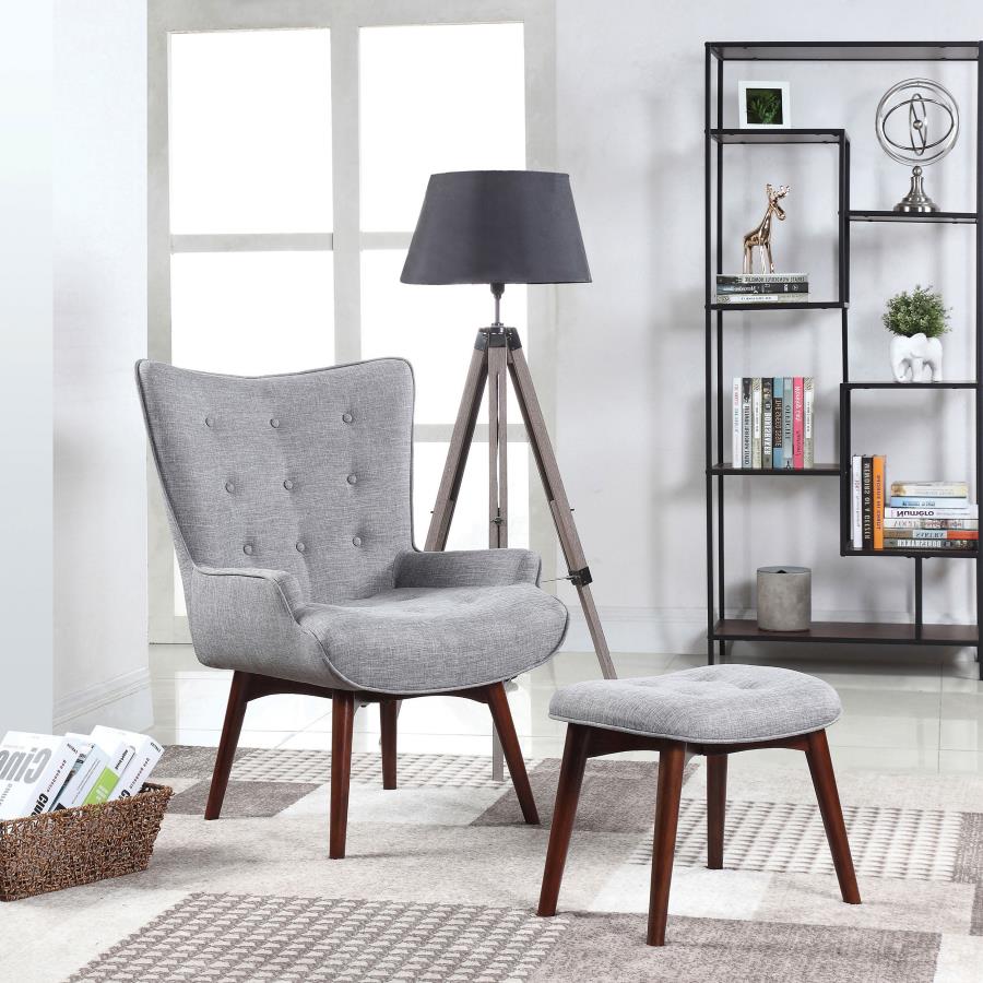 (image for) Willow Upholstered Accent Chair with Ottoman Grey and Brown