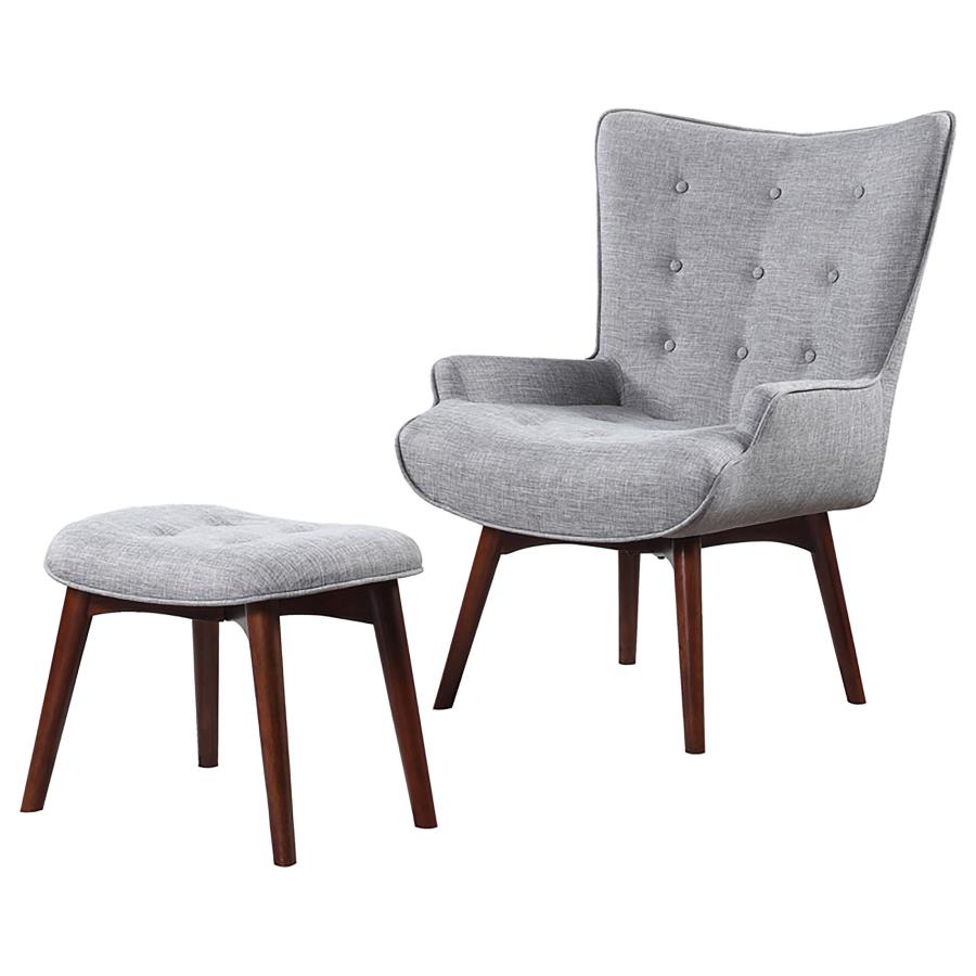 (image for) Willow Upholstered Accent Chair with Ottoman Grey and Brown