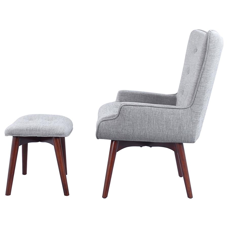 (image for) Willow Upholstered Accent Chair with Ottoman Grey and Brown