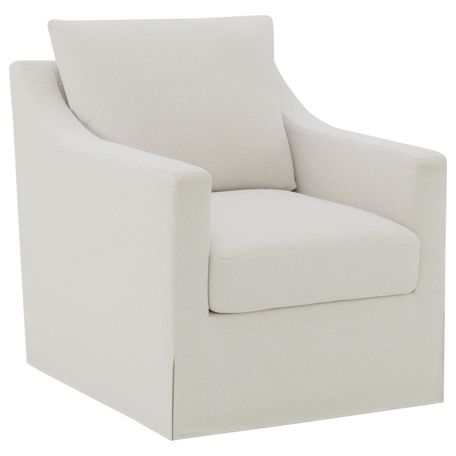 (image for) Winter Upholstered Sloped Arm Accent Swivel Chair Beige