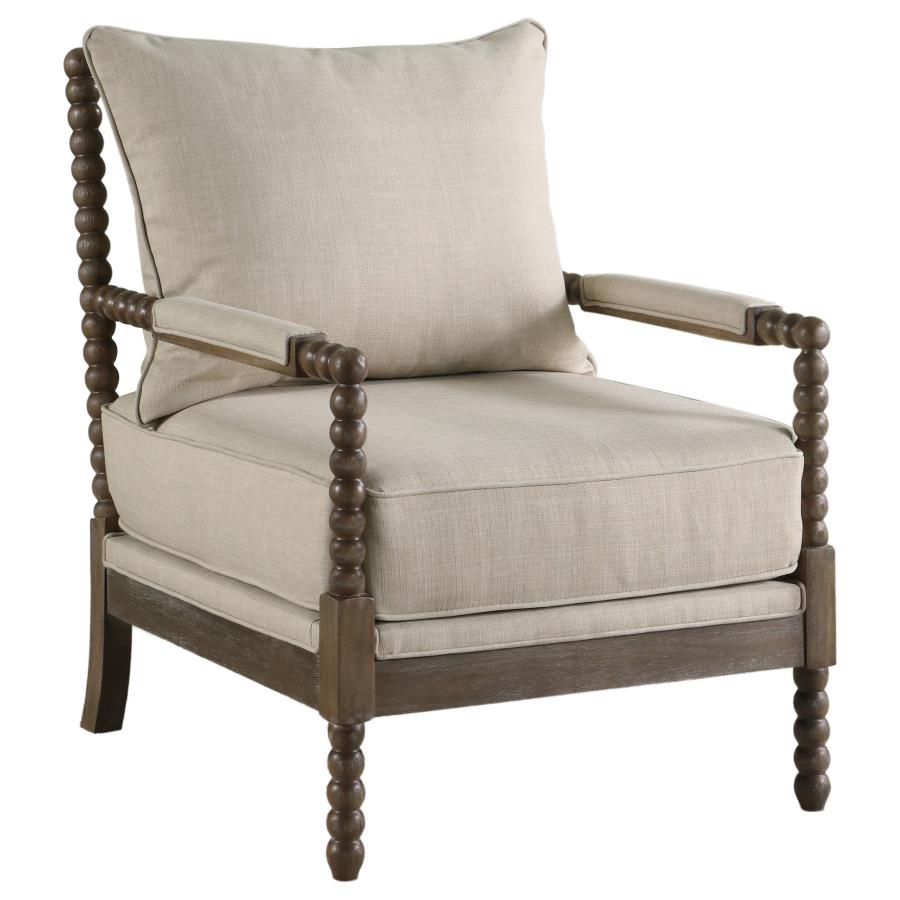 (image for) Blanchett Upholstered Bobbin Accent Chair Beige and Natural