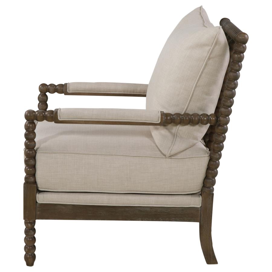 (image for) Blanchett Upholstered Bobbin Accent Chair Beige and Natural