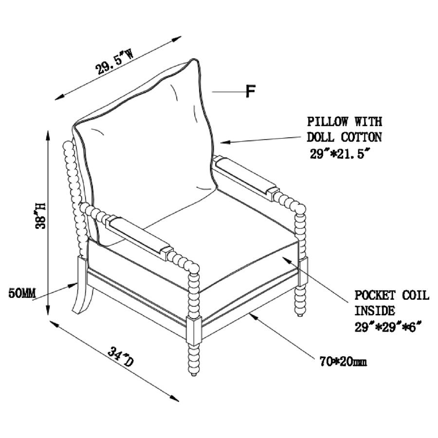 (image for) Blanchett Upholstered Bobbin Accent Chair Beige and Natural