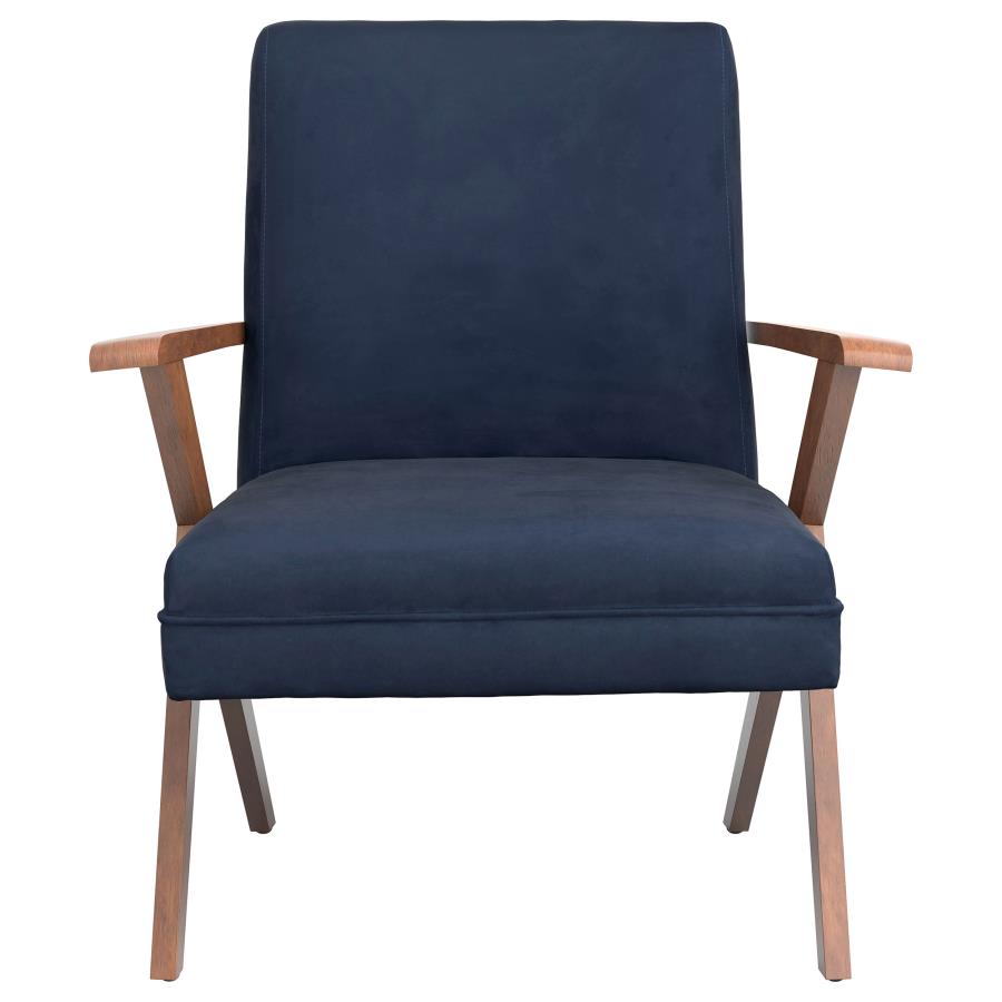 (image for) Cheryl Upholstered Wood Arm Accent Chair Dark Blue