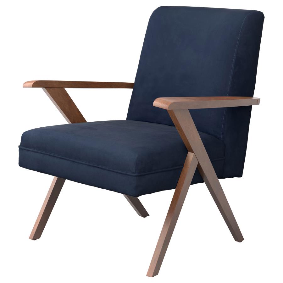 (image for) Cheryl Upholstered Wood Arm Accent Chair Dark Blue