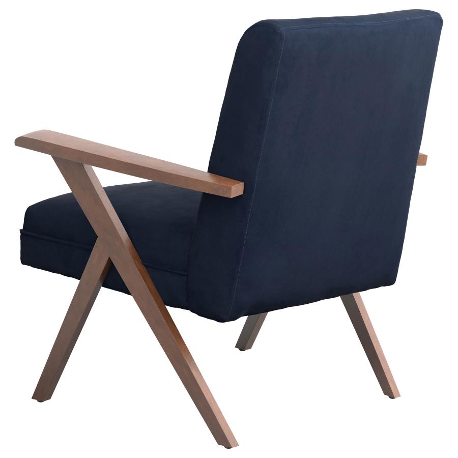 (image for) Cheryl Upholstered Wood Arm Accent Chair Dark Blue